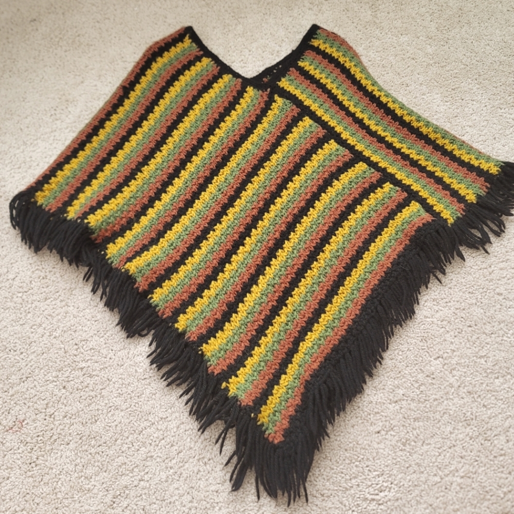 Vintage Handmade Sweater Poncho Shawl